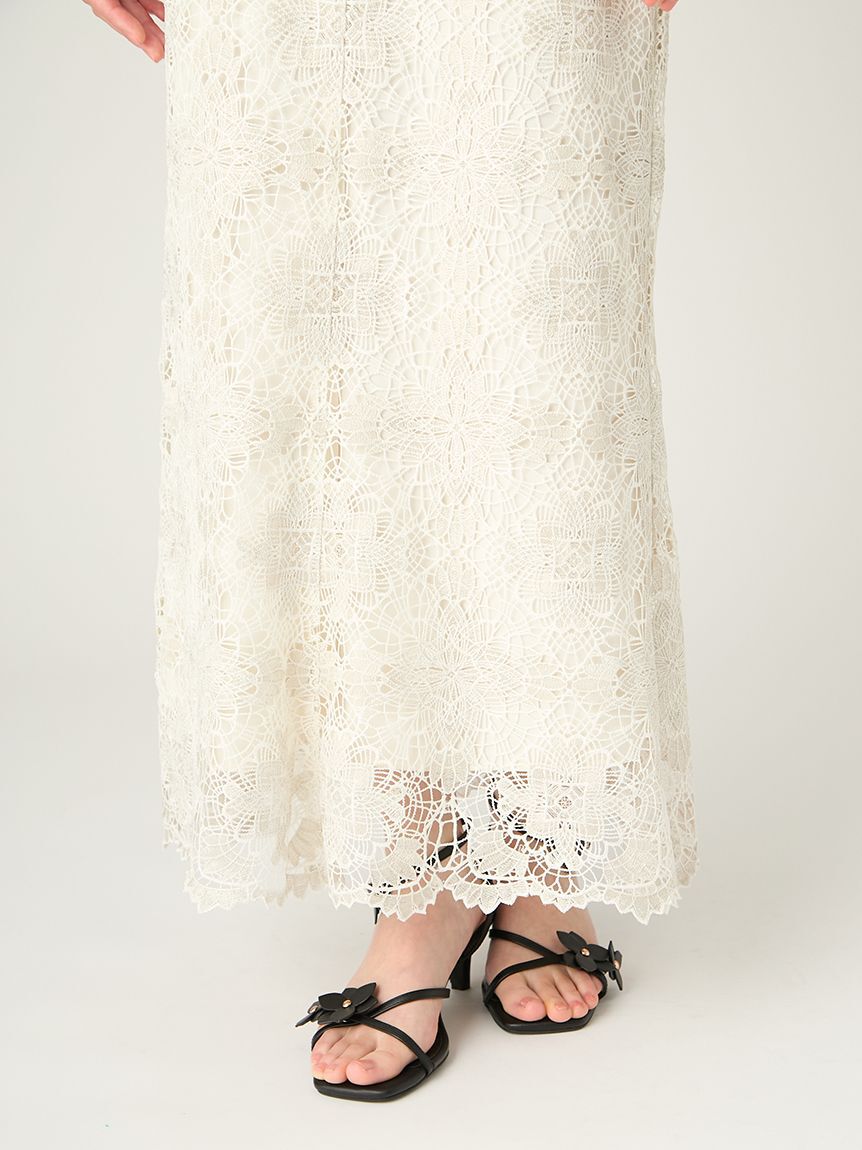 FRAY I.D「ラメフラワーレーススカート」|スカート|