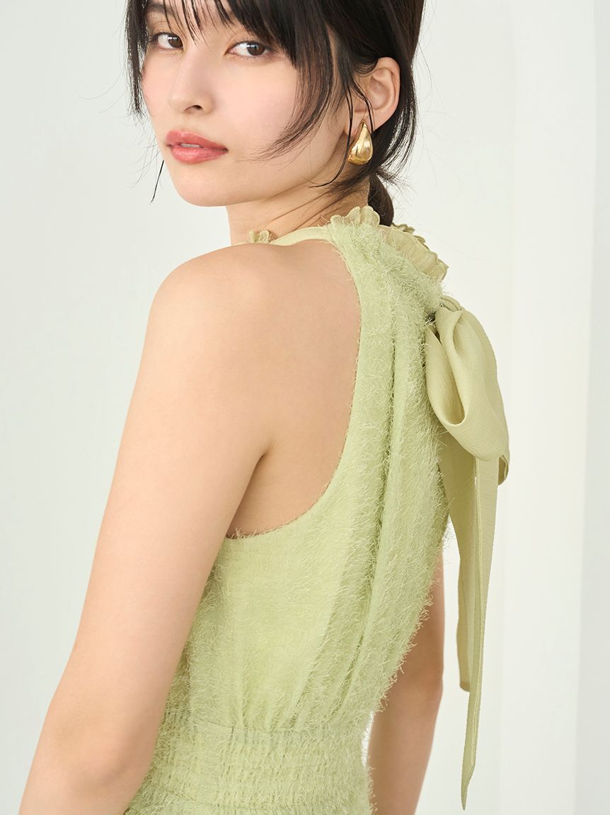 LILY BROWN「【WEB限定00サイズ】アメリカンスリーブフリンジジャガードワンピース」|ワンピース|