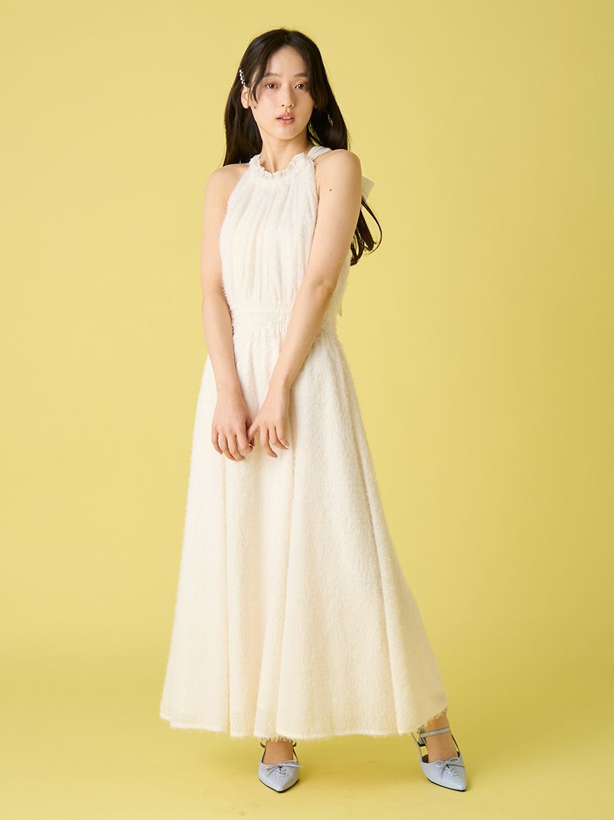 LILY BROWN「【WEB限定00サイズ】アメリカンスリーブフリンジジャガードワンピース」|ワンピース|