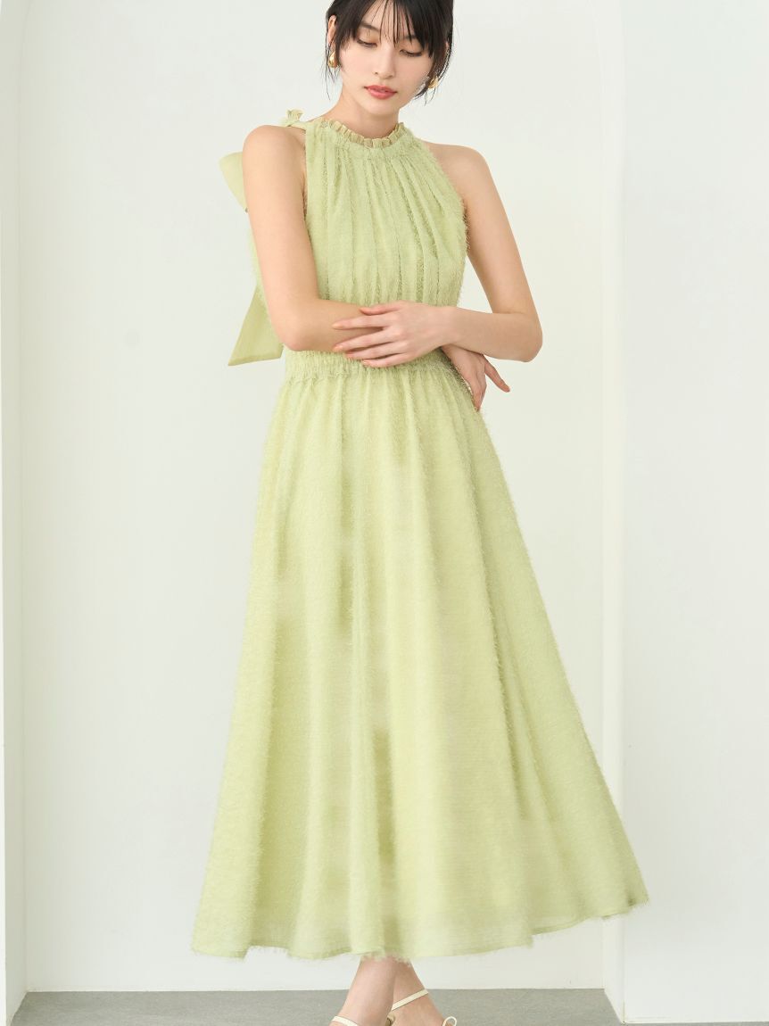 LILY BROWN「【WEB限定00サイズ】アメリカンスリーブフリンジジャガードワンピース」|ワンピース|GRN