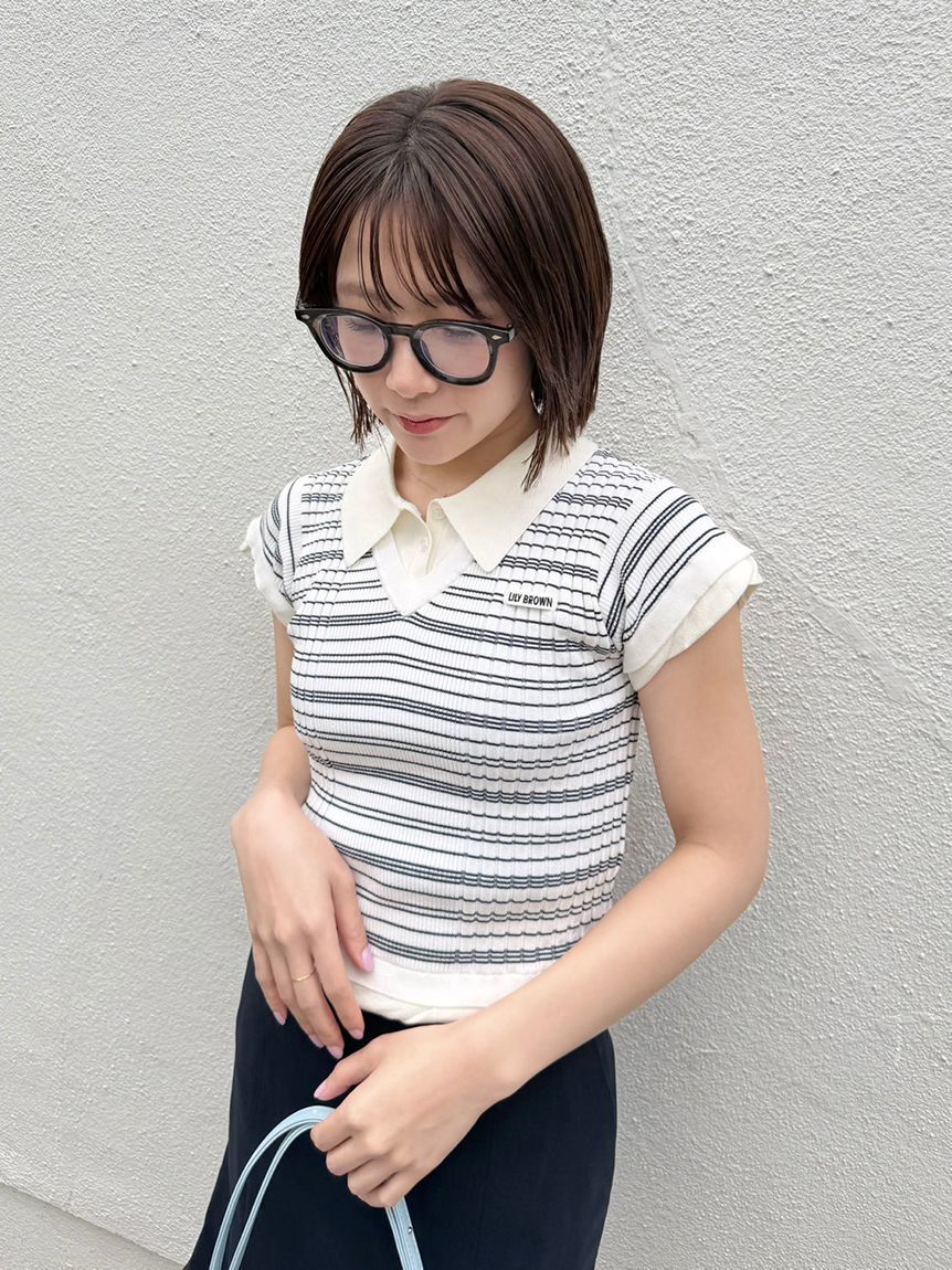 LILY BROWN「【限定カラー】レイヤードニットトップス」|ニット・セーター|BORDER