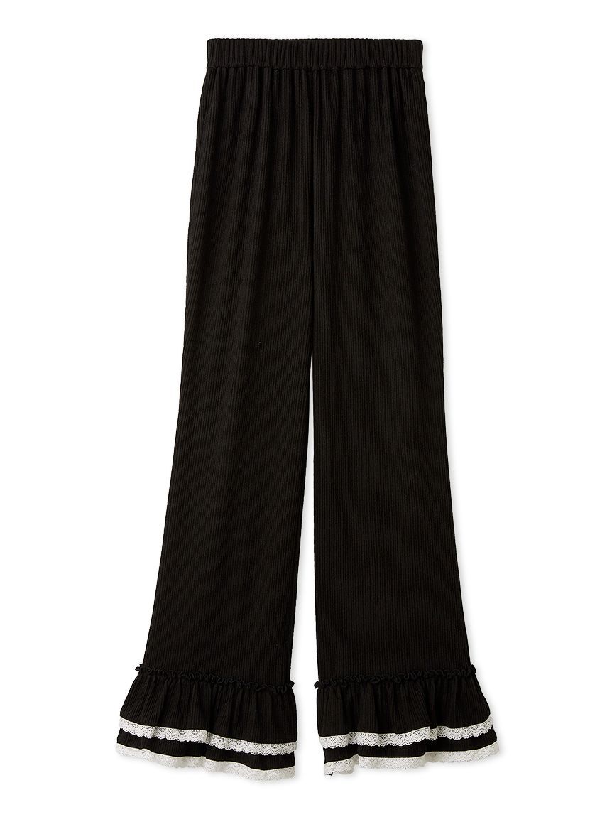 LILY BROWN「ヘムフリルカットパンツ」|チノ|BLK