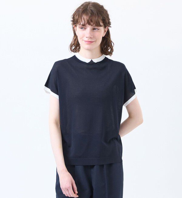 MACKINTOSH PHILOSOPHY「【Cleric Collar Knit】シアードルマン」|ニット・セーター|ネイビー