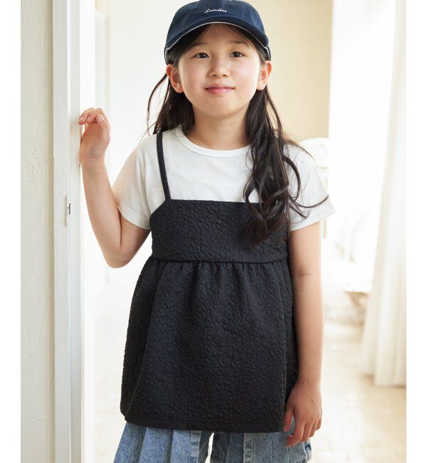 ikka kids「フクレジャガードキャミドッキングプルオーバー（120~160cm）」|シャツ・ブラウス|ブラック