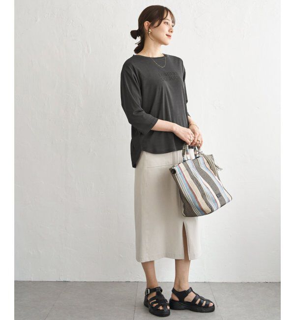 ikka「【雑誌InRed5月号掲載】シア－ロゴプリント 7分袖プルオーバーセット【2点セット】」|Tシャツ・カットソー|