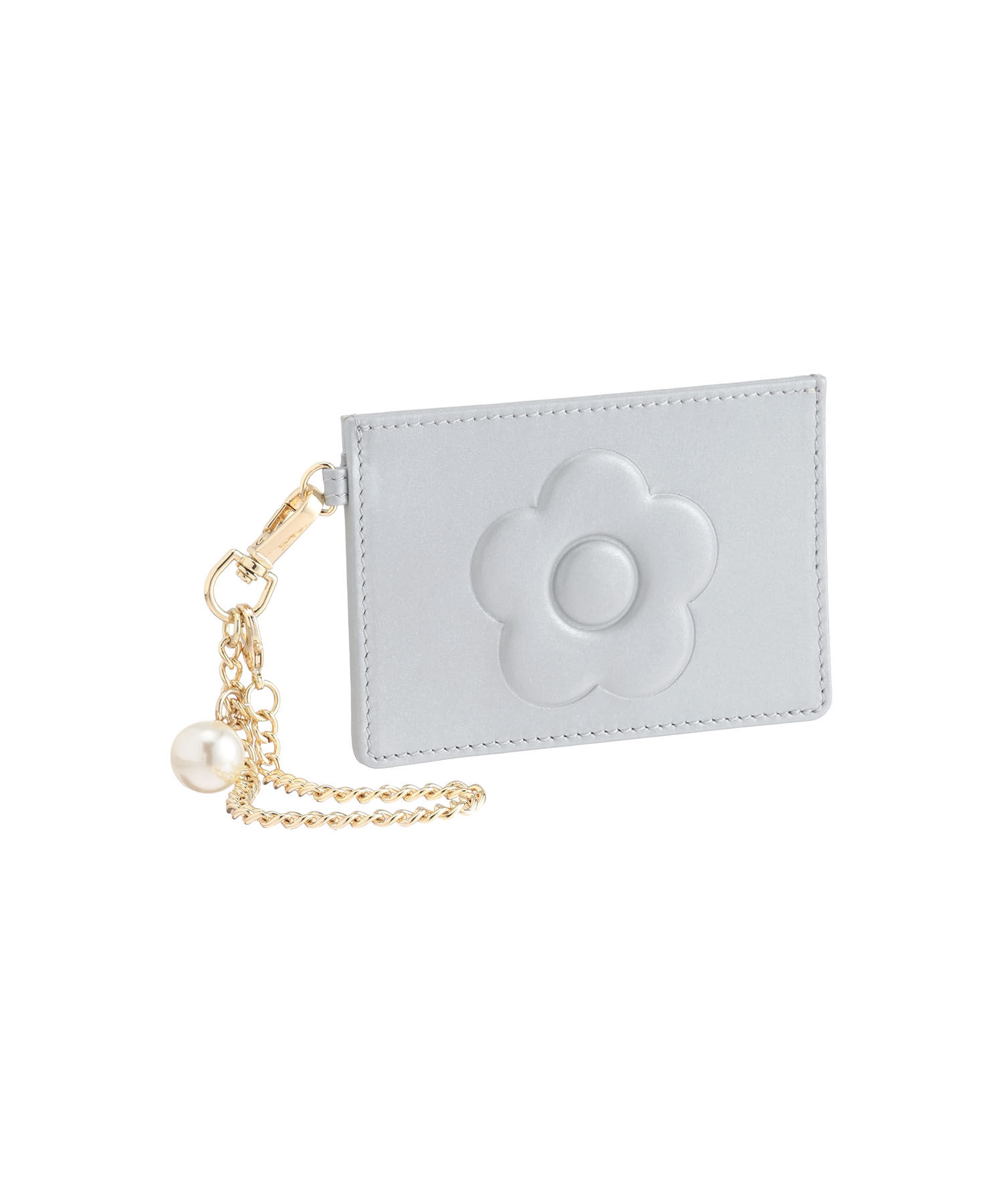 MARY QUANT「エンボスデイジーパール シングルパスケース」|定期入れ|