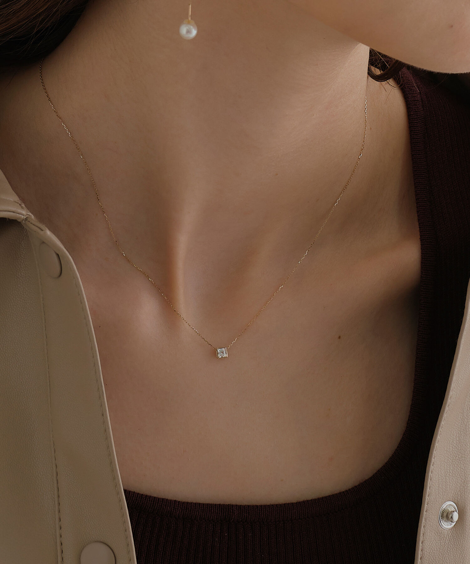 JUPITER「【シリーズ累計販売 4000点突破！】【K10】天然石ネックレス/4月誕生石/ホワイトトパーズ」|ネックレス|