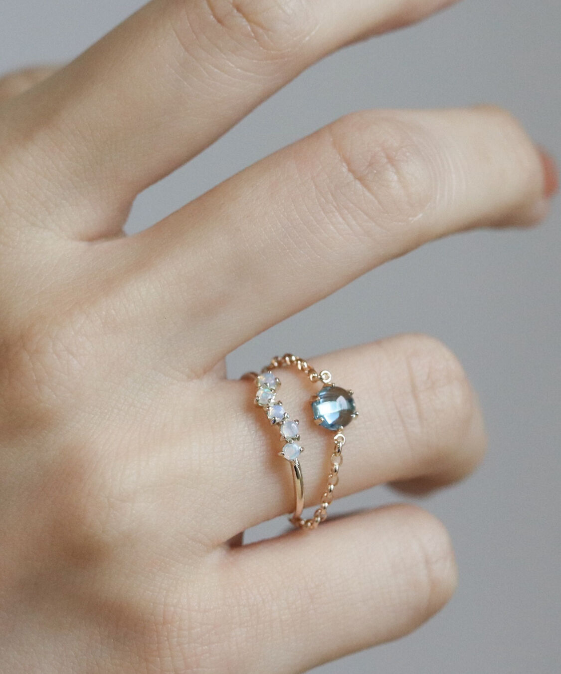  「ブルートパーズ  チェーンリング | K10YG〈Web限定〉」|リング|