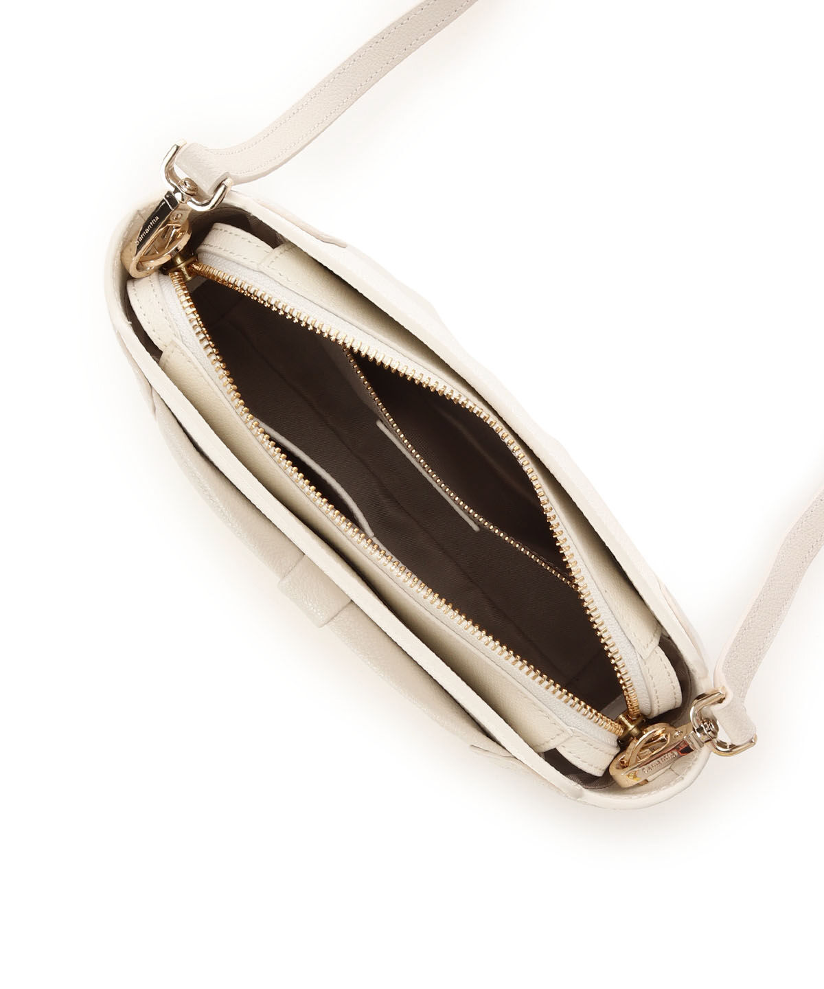 Samantha Thavasa「バイカラーリボンモチーフ スプリットレザーショルダーバッグ」|ショルダー・メッセンジャー|