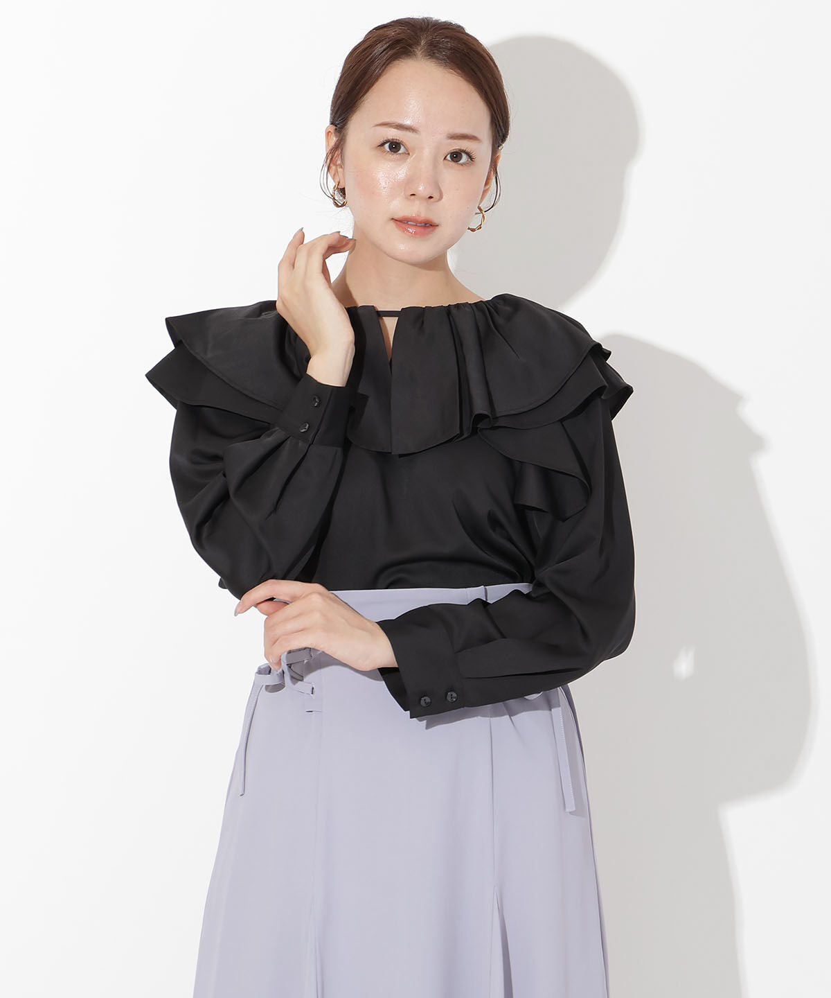 アンドクチュール「フリルケープブラウス」|シャツ・ブラウス|