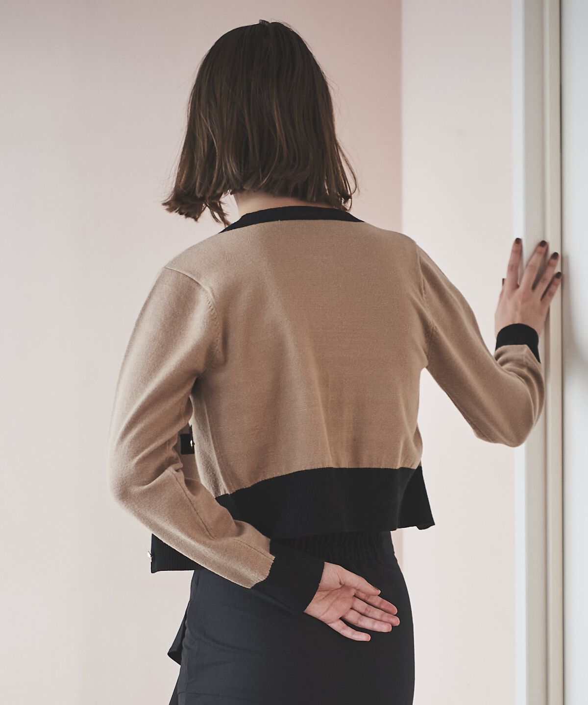 アンドクチュール「配色ニットアンサンブル」|カーディガン|