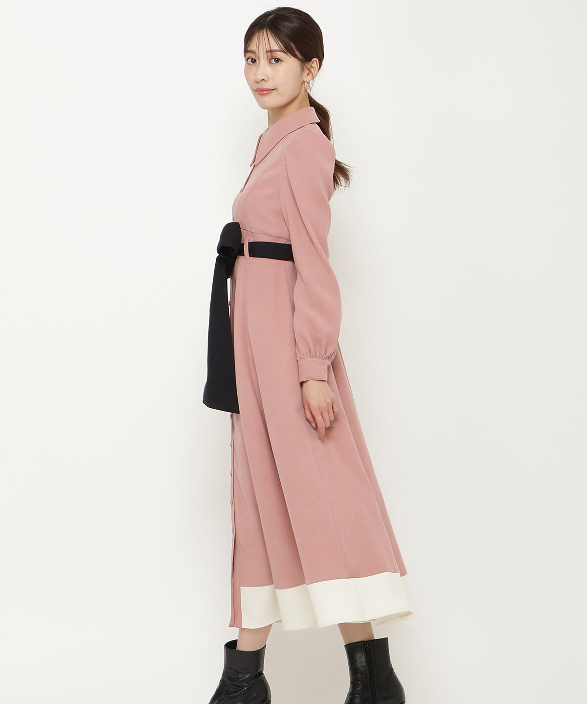 アンドクチュール「配色シャツワンピース」|ワンピース|