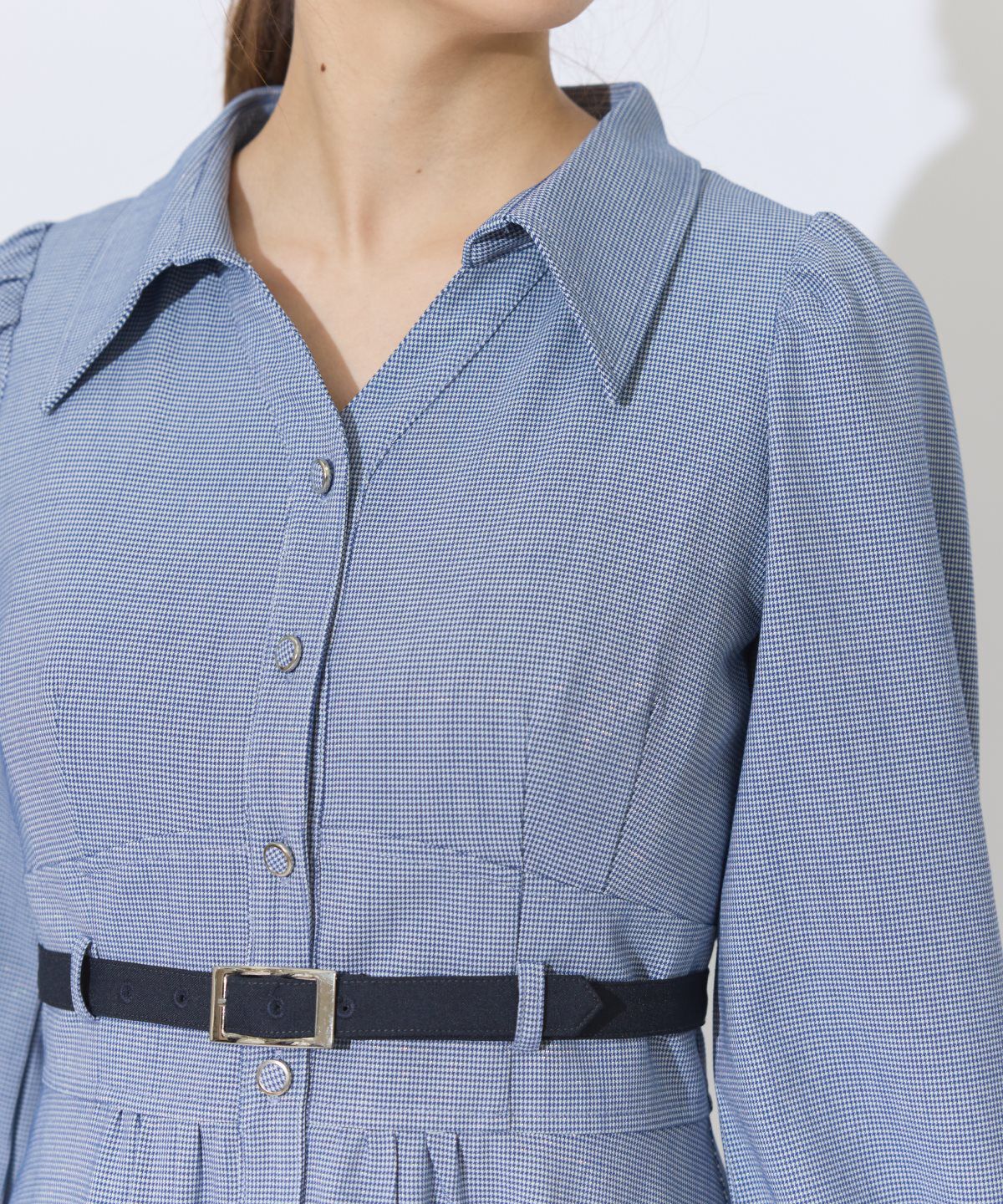 アンドクチュール「ラメ千鳥ティアードシャツワンピース」|ワンピース|