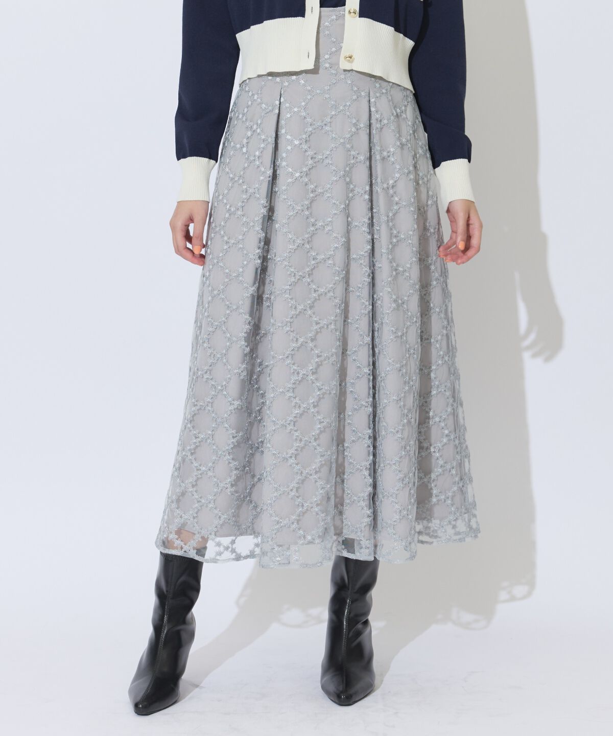 アンドクチュール「ダイヤチュールタックフレアスカート」|フレア|