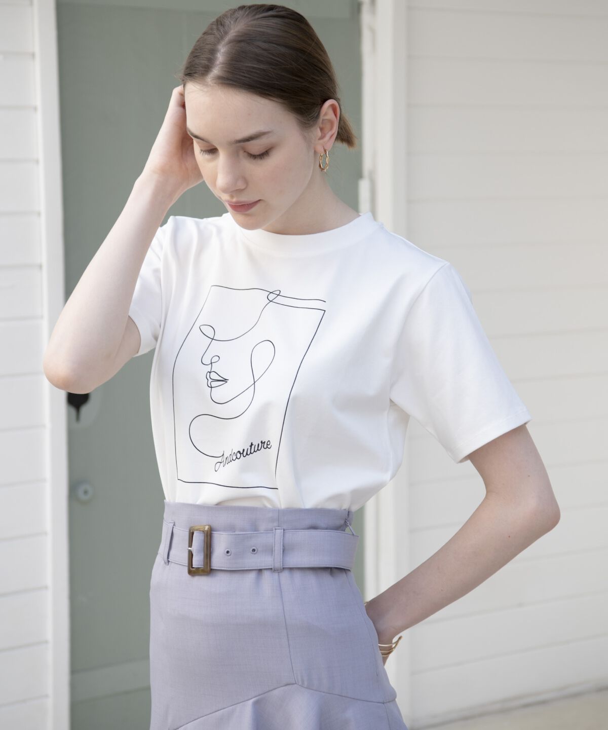 アンドクチュール「モダンフェイスプリントTシャツ」|Tシャツ・カットソー|