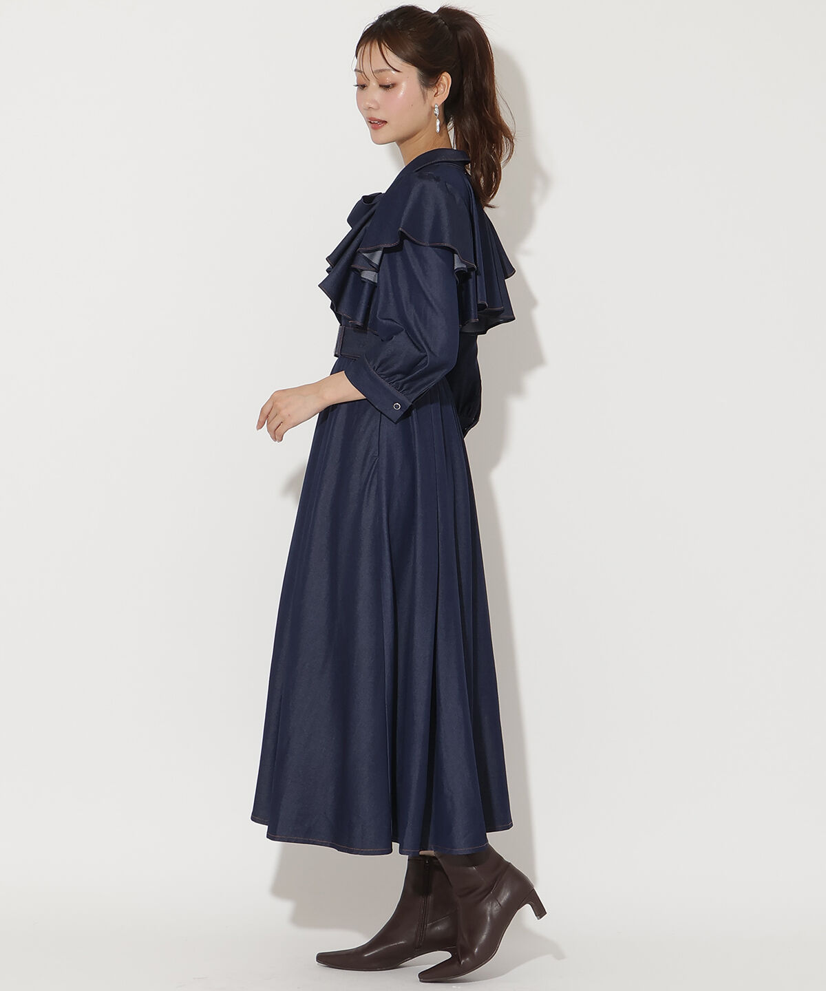 アンドクチュール「フリルケープ7分袖ワンピース」|ワンピース|