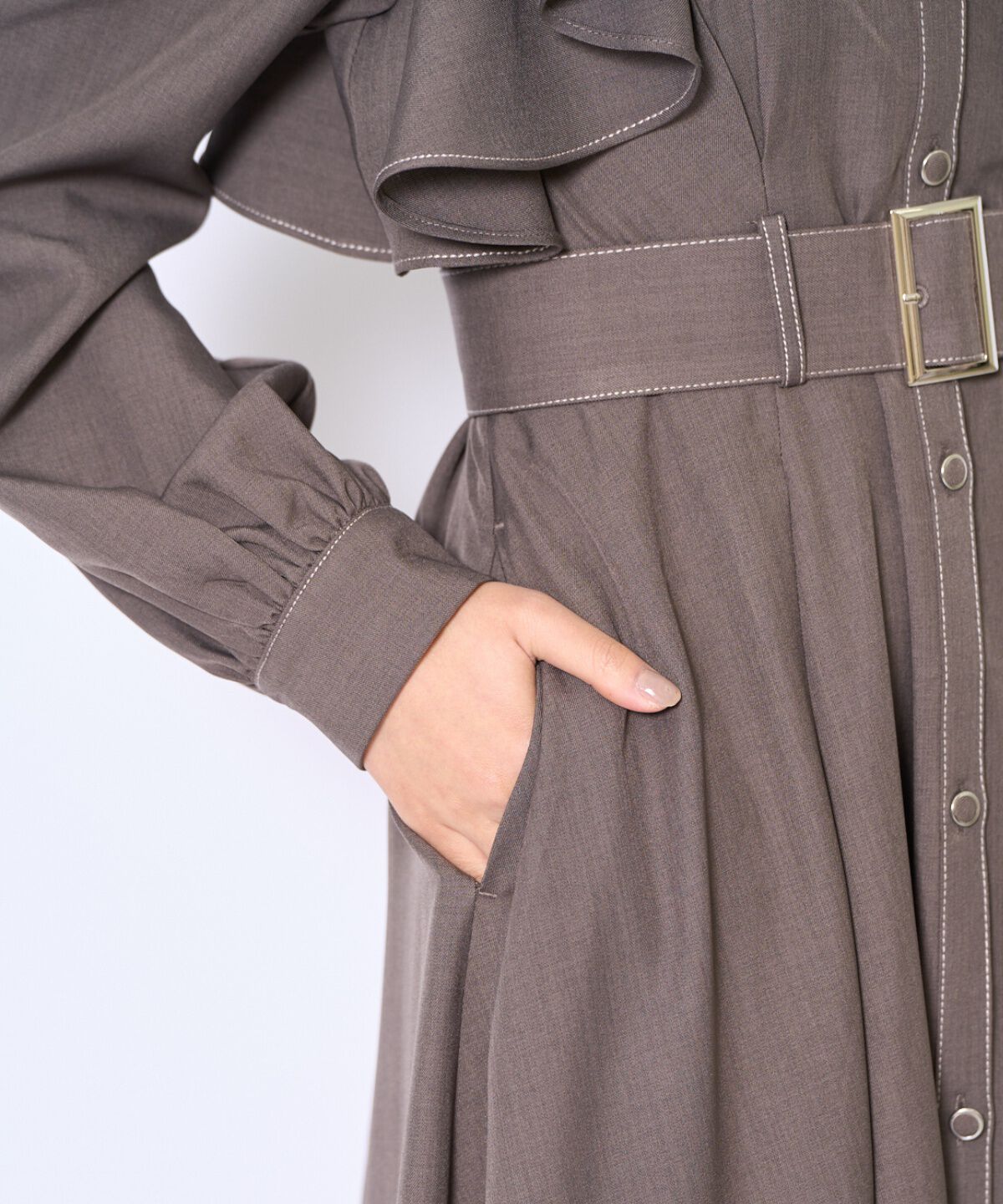 アンドクチュール「フリルケープシャツワンピース」|ワンピース|