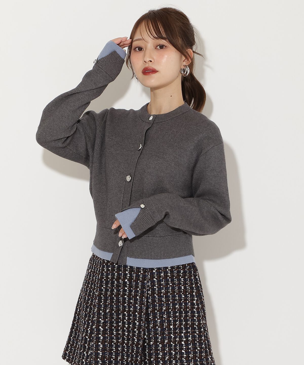 アンドクチュール「レイヤードライクニットカーデ」|カーディガン|