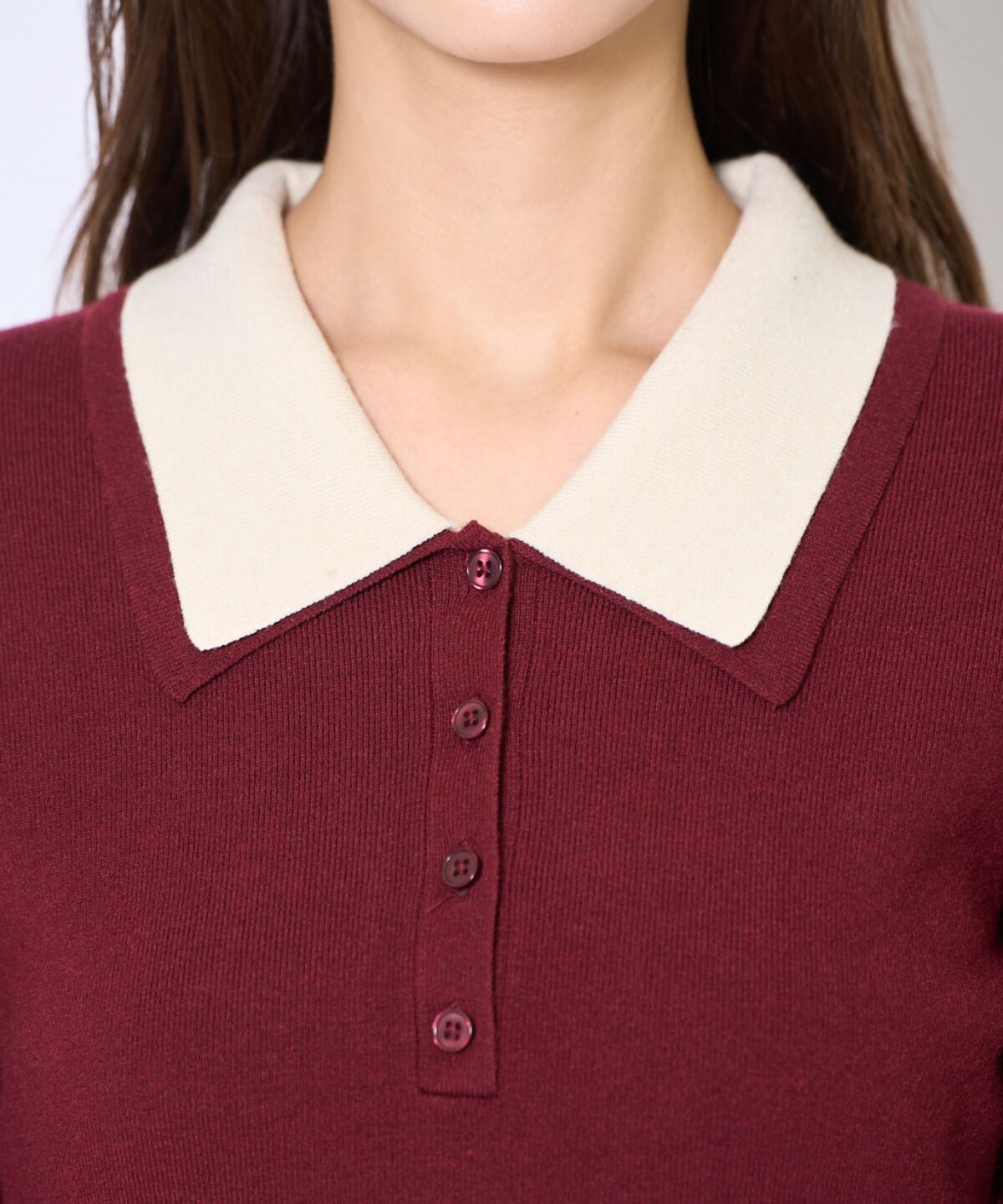 アンドクチュール「バイカラーポロニットフレアミニワンピース」|ワンピース|