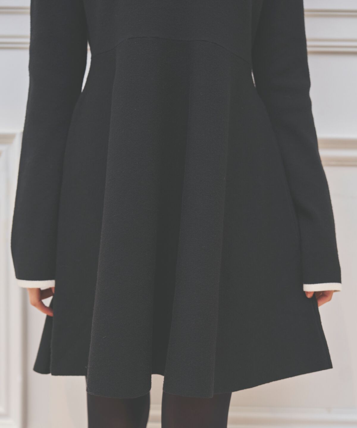 アンドクチュール「バイカラーポロニットフレアミニワンピース」|ワンピース|