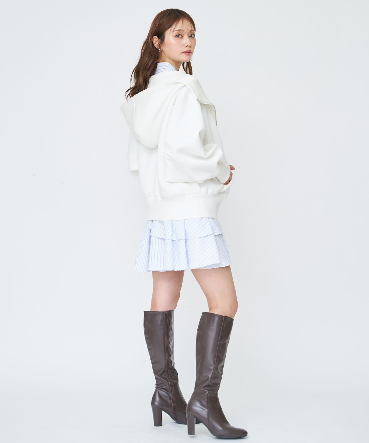 アンドクチュール「ロゴ刺繍ボンディングZIPパーカー」|パーカー|