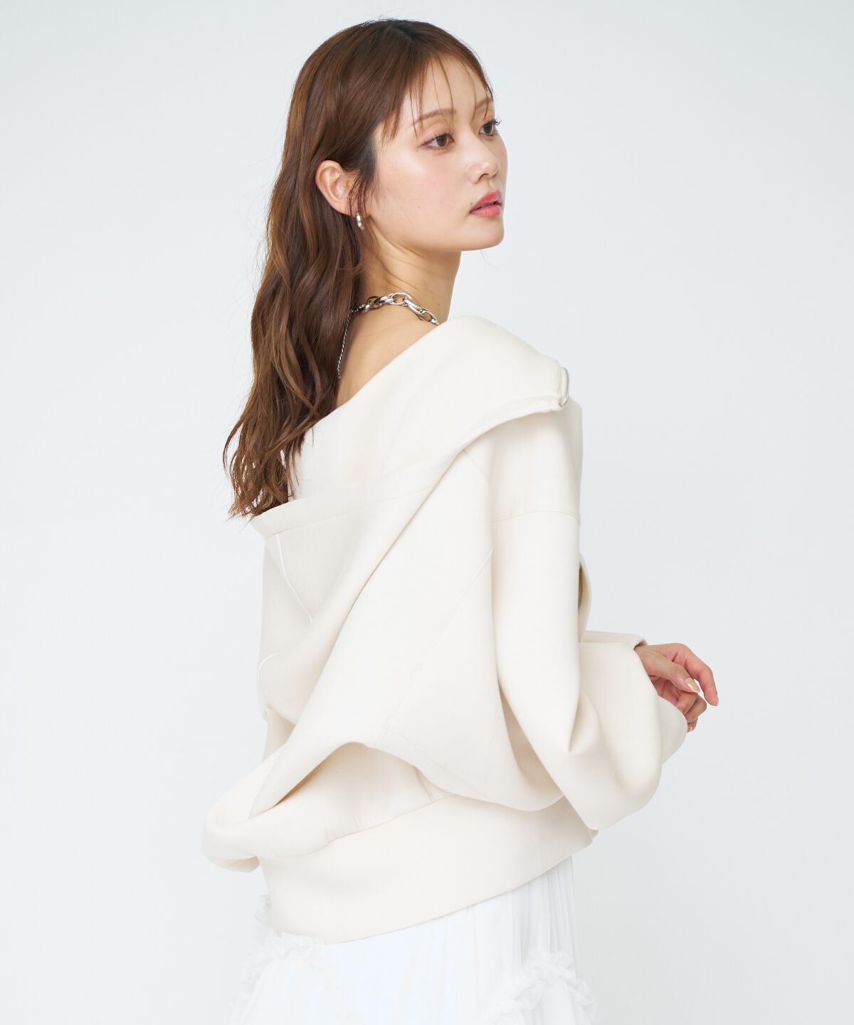 アンドクチュール「ロゴ刺繍ボンディングZIPパーカー」|パーカー|