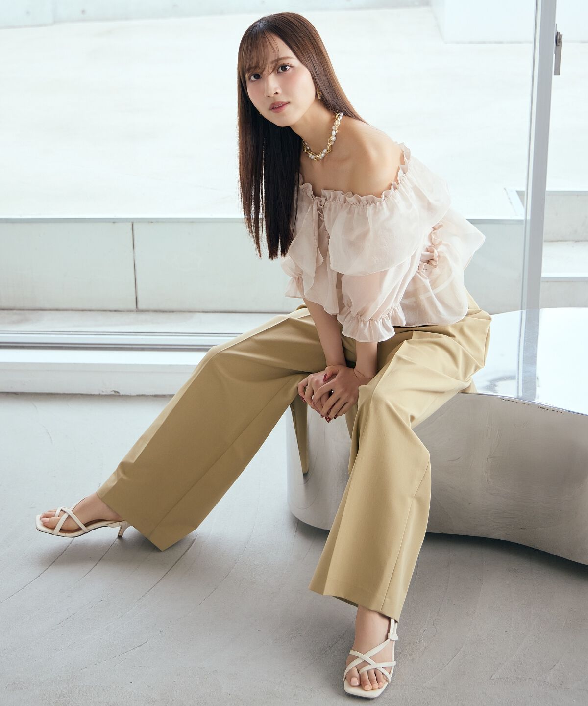 アンドクチュール「フリルクロスシアーブラウス」|シャツ・ブラウス|