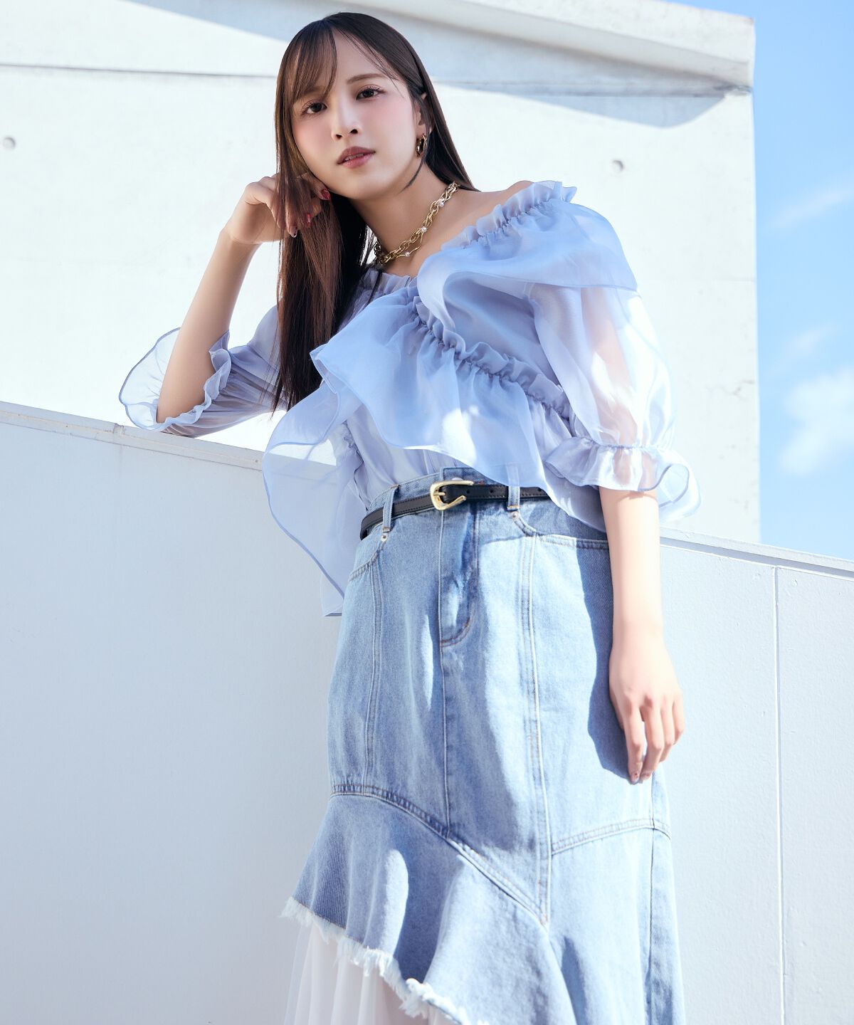 アンドクチュール「フリルクロスシアーブラウス」|シャツ・ブラウス|