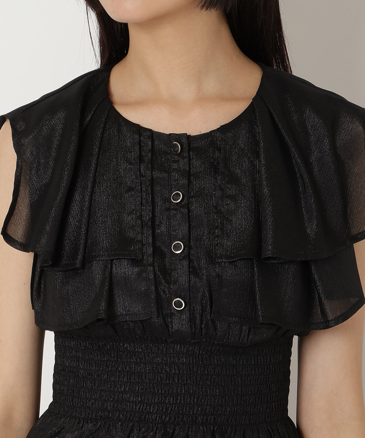 REDYAZEL「シャイニー楊柳フリルブラウス」|シャツ・ブラウス|