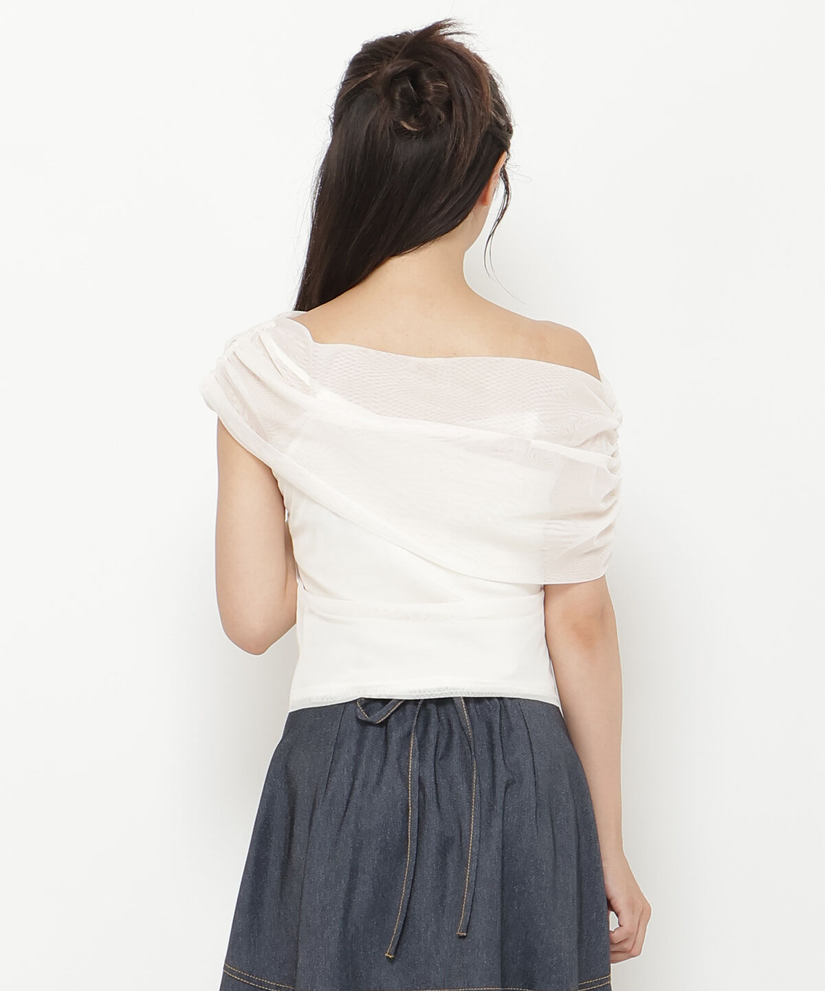 REDYAZEL「アシメドレープチュールトップス」|Tシャツ・カットソー|