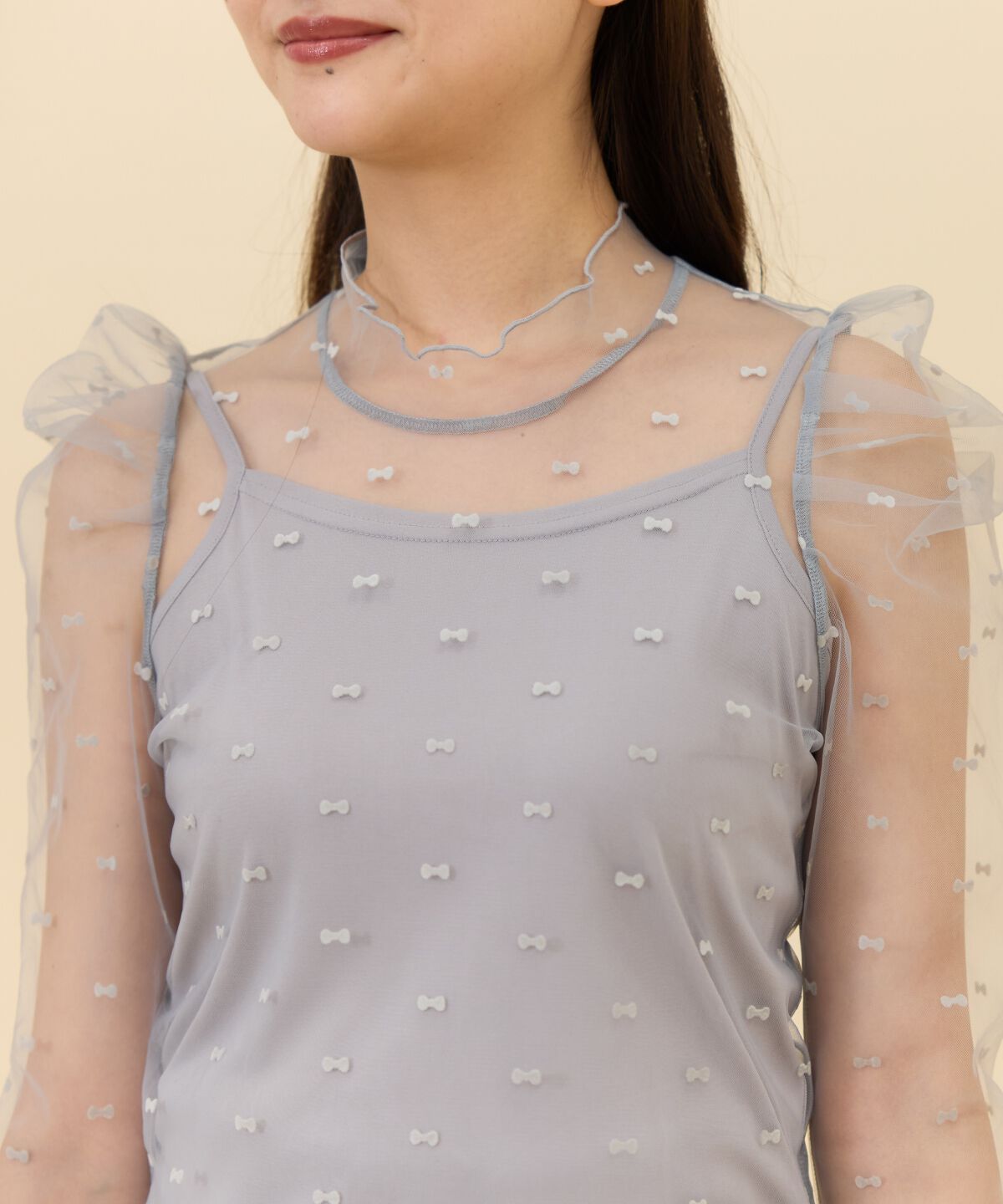 REDYAZEL「リボンフロッキーチュールブラウス」|シャツ・ブラウス|