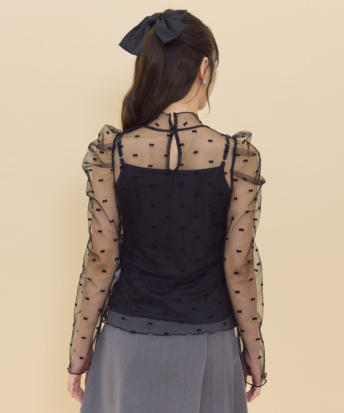 REDYAZEL「リボンフロッキーチュールブラウス」|シャツ・ブラウス|