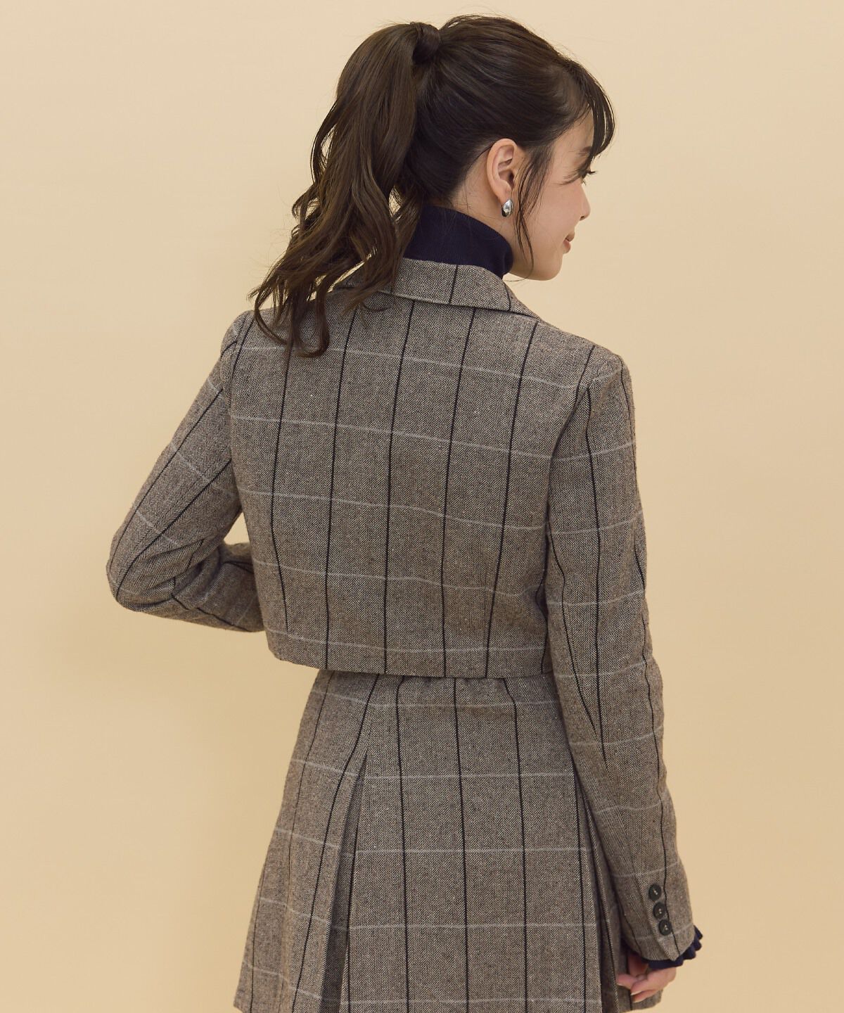 REDYAZEL「ヘリンボーンチェックテーラーショートジャケット」|テーラードジャケット|