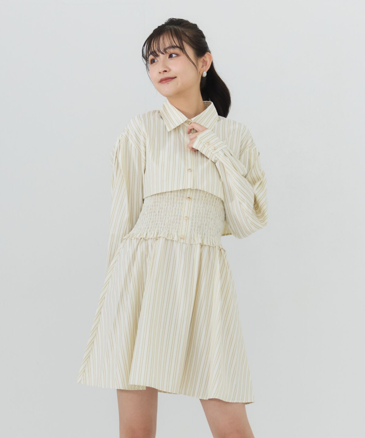 REDYAZEL「ストライプシャツ＆ミニワンピースセット」|ワンピース|