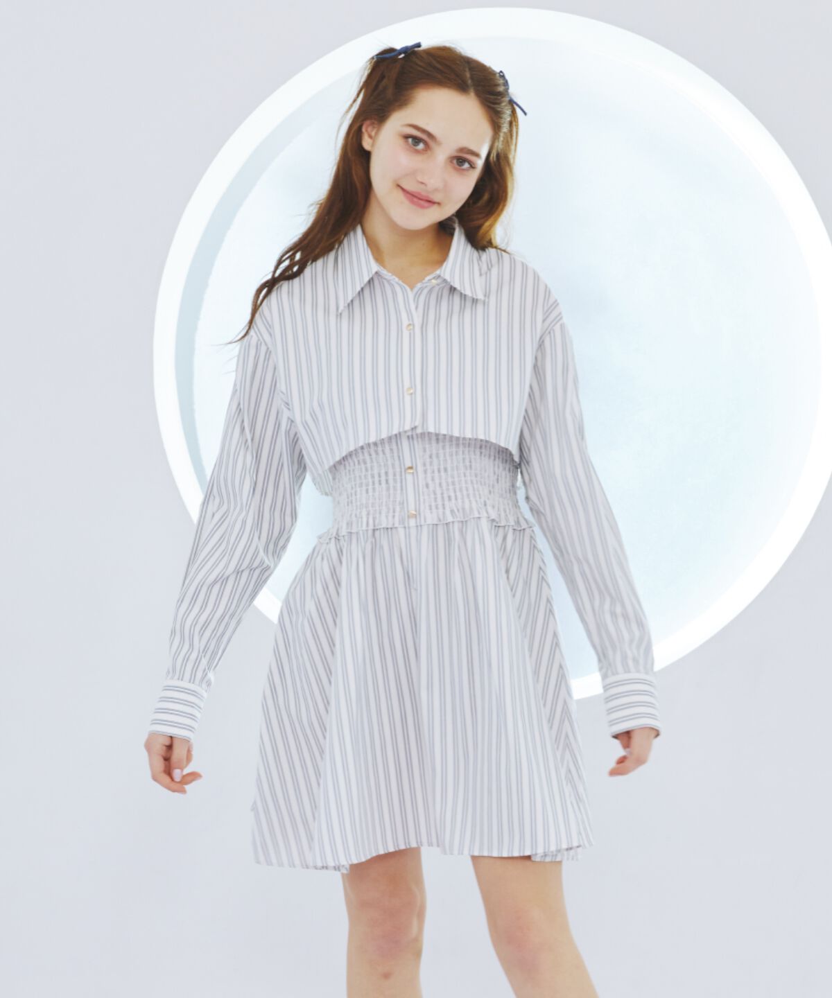 REDYAZEL「ストライプシャツ＆ミニワンピースセット」|ワンピース|