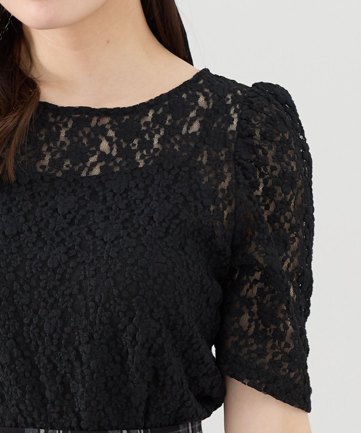 REDYAZEL「フラワーレース5分袖トップス」|Tシャツ・カットソー|