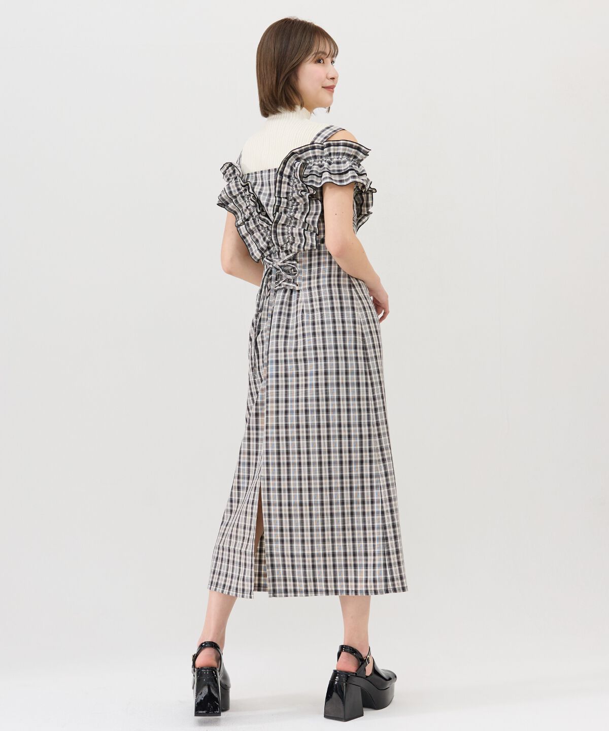 REDYAZEL「2wayフリルショルダーチェックワンピース」|ワンピース|