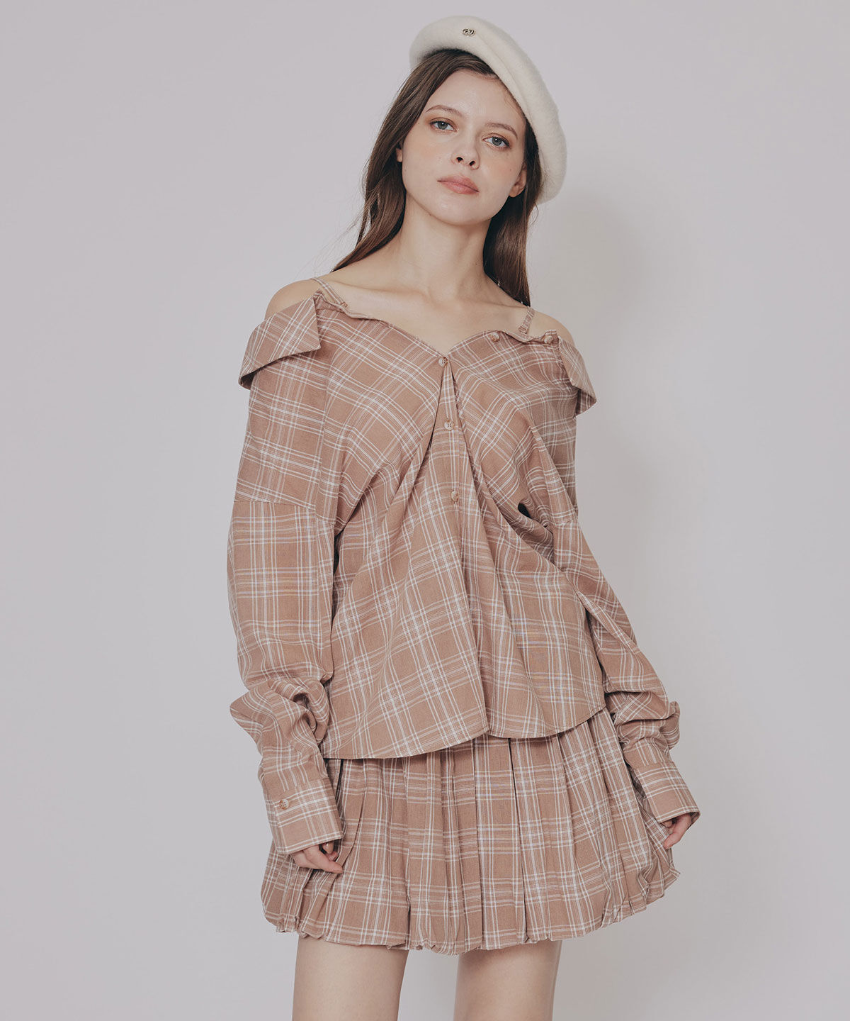 REDYAZEL「マルチWAYチェックブラウス&times;バルーンスカートセットアップ」|ワンピース|