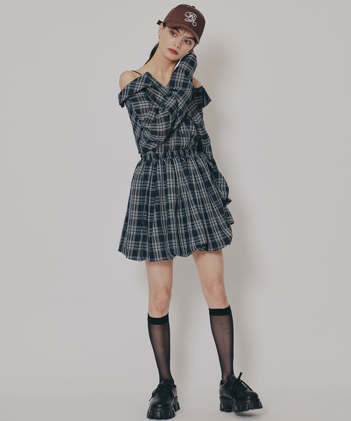 REDYAZEL「マルチWAYチェックブラウス&times;バルーンスカートセットアップ」|ワンピース|