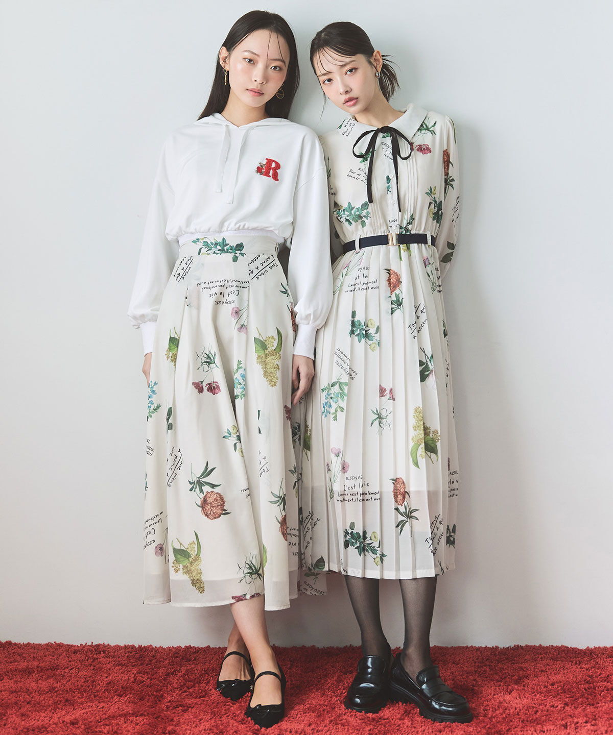 REDYAZEL「シアーフラワータックフレアロングスカート」|フレア|