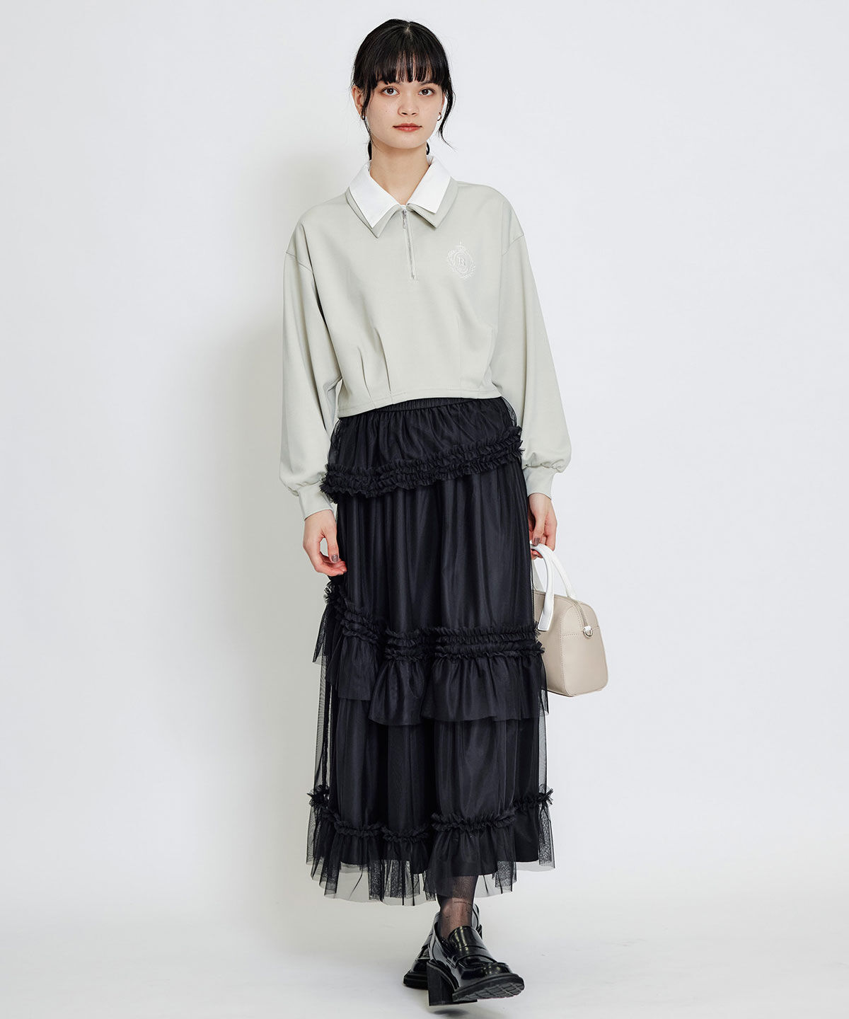 REDYAZEL「ソフトチュールフリルロングスカート」|フレア|