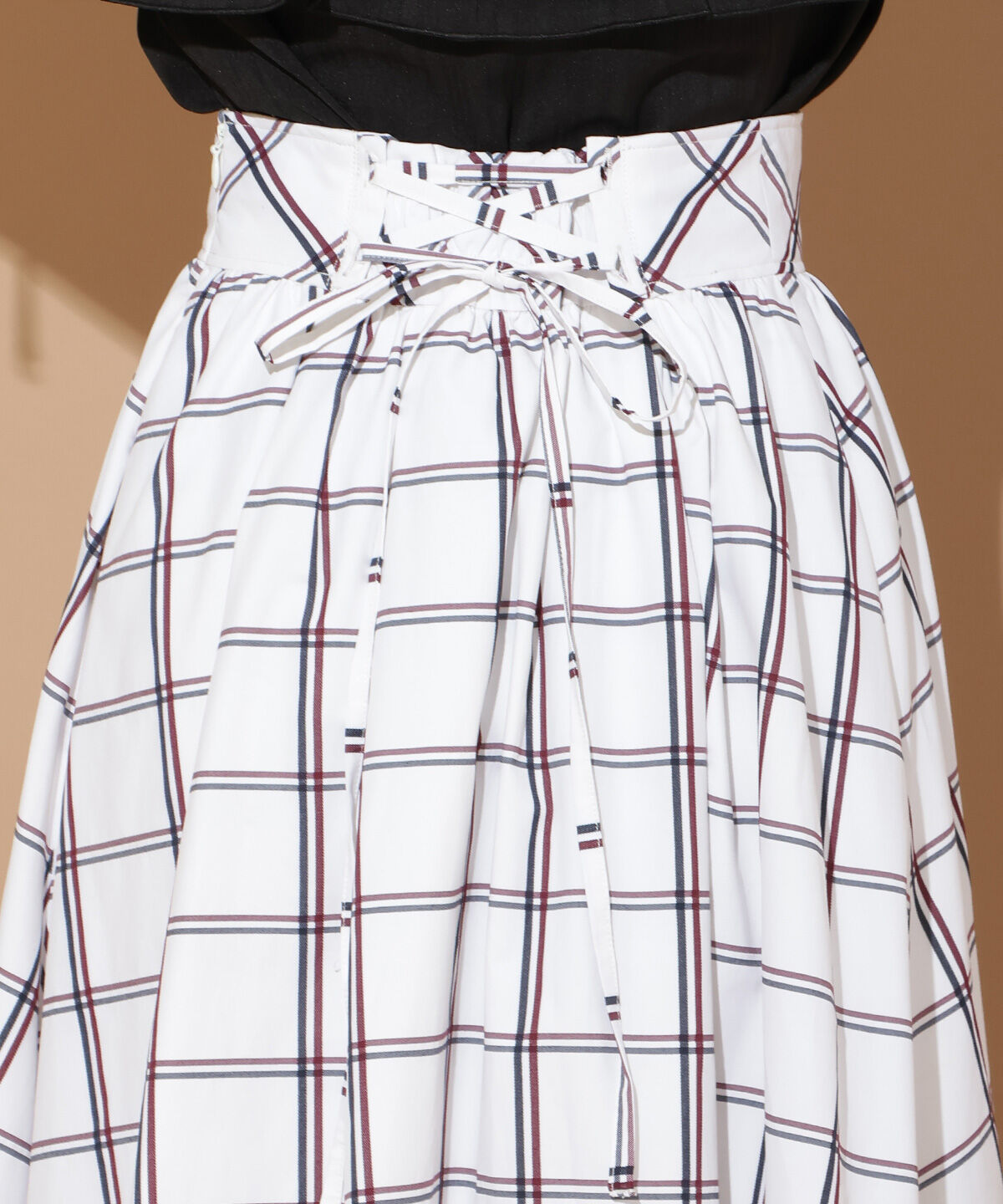 WILLSELECTION「チェック柄タックギャザースカート」|フレア|