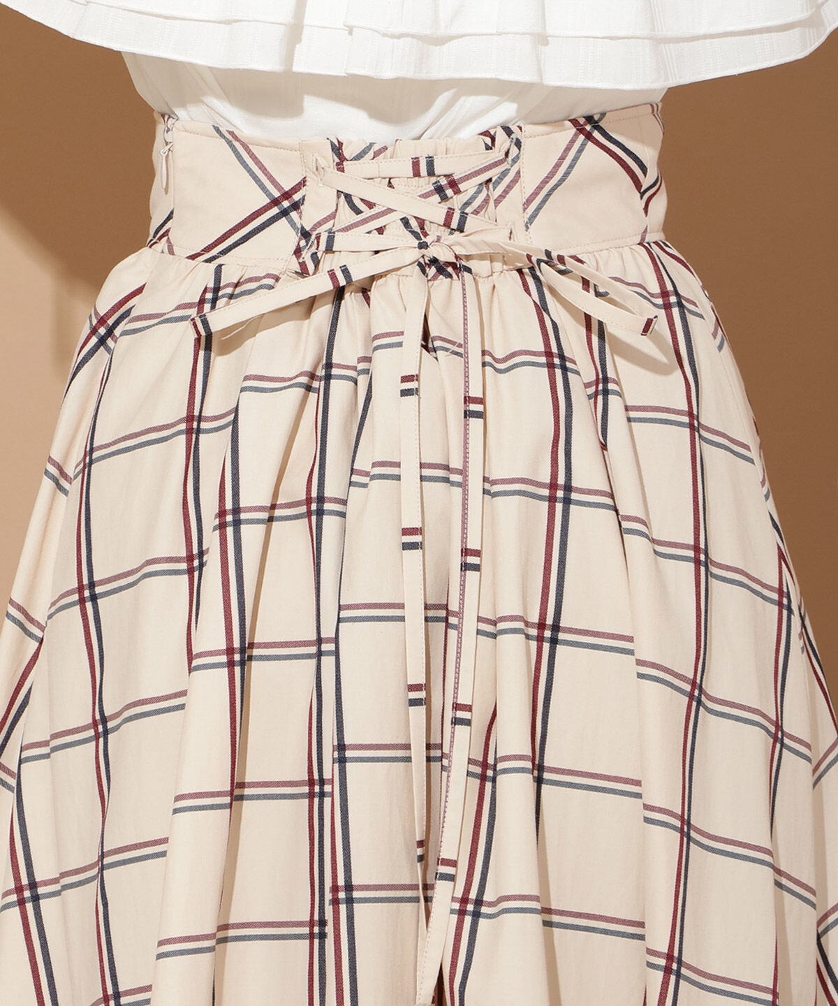 WILLSELECTION「チェック柄タックギャザースカート」|フレア|