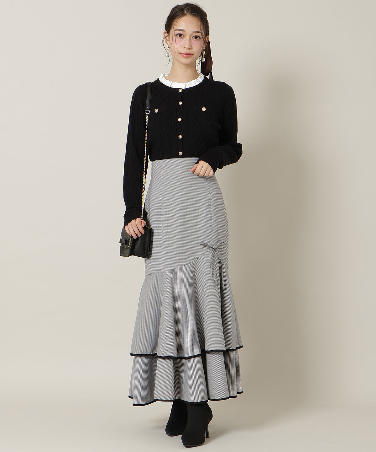 WILLSELECTION「フリルレイヤードケーブルニット」|ニット・セーター|