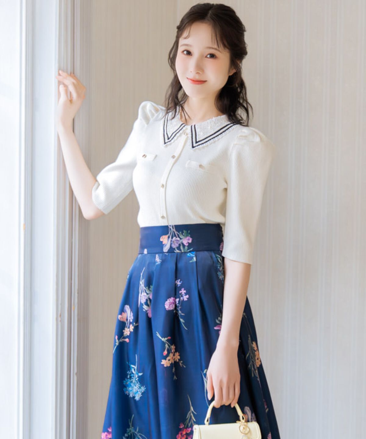 WILLSELECTION「バイカラーレース襟リブニット」|ニット・セーター|オフ