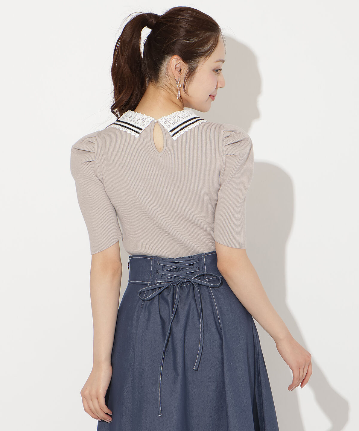 WILLSELECTION「バイカラーレース襟リブニット」|ニット・セーター|