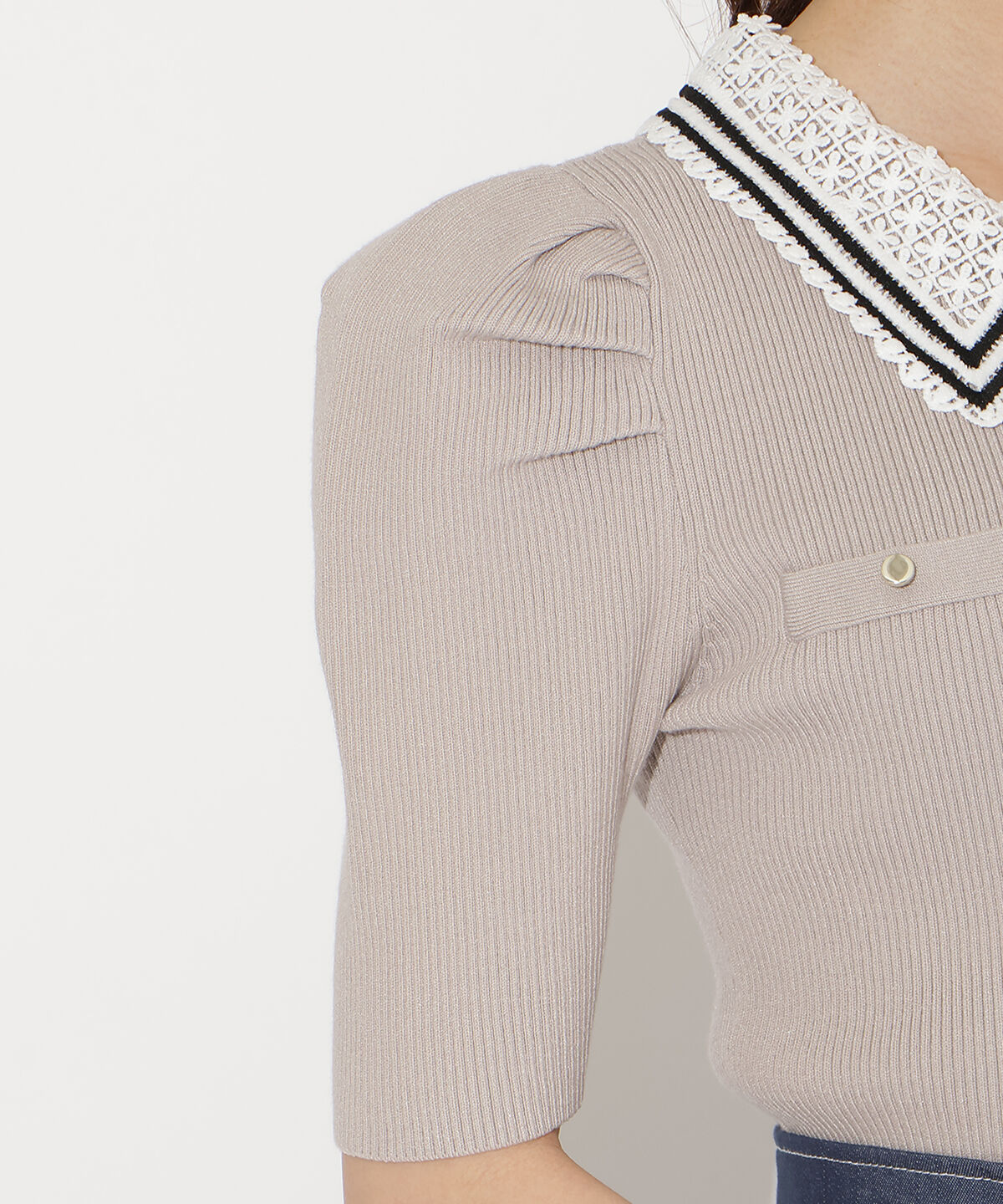 WILLSELECTION「バイカラーレース襟リブニット」|ニット・セーター|