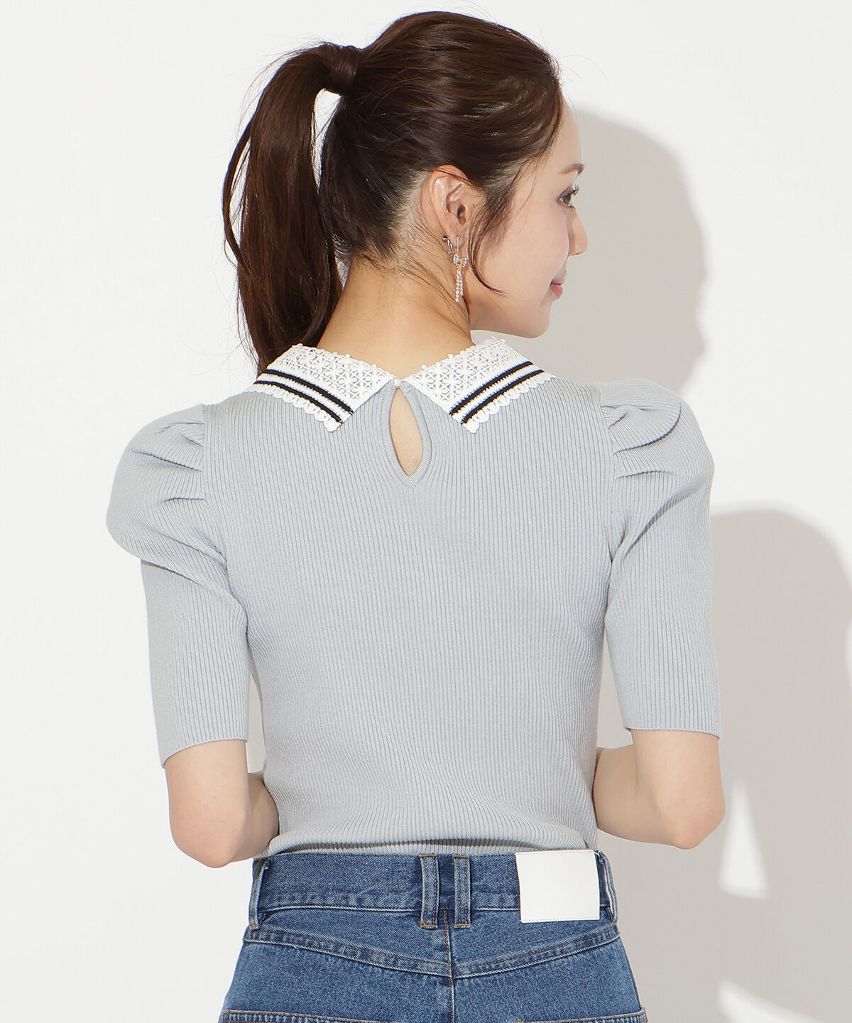 WILLSELECTION「バイカラーレース襟リブニット」|ニット・セーター|