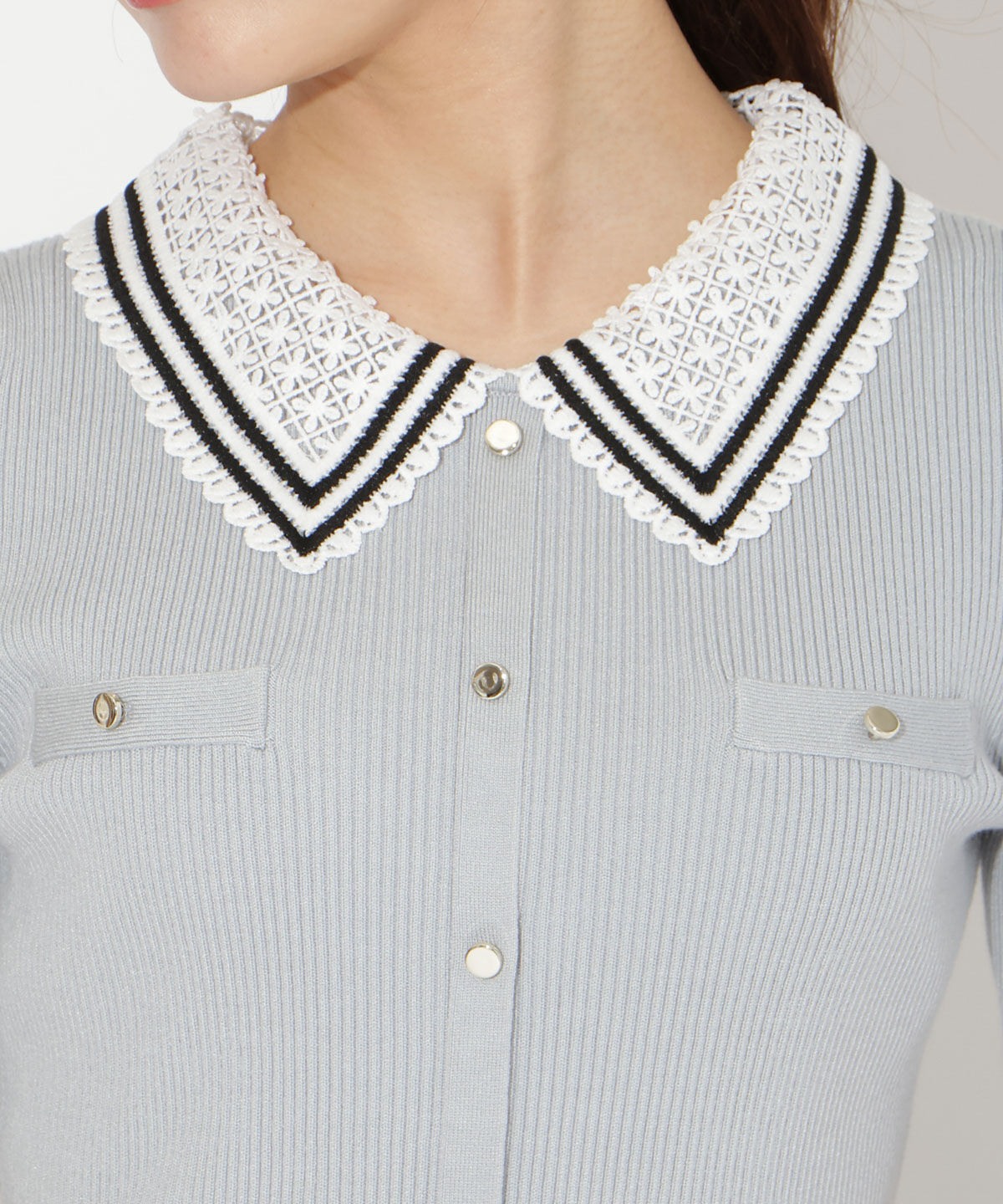 WILLSELECTION「バイカラーレース襟リブニット」|ニット・セーター|