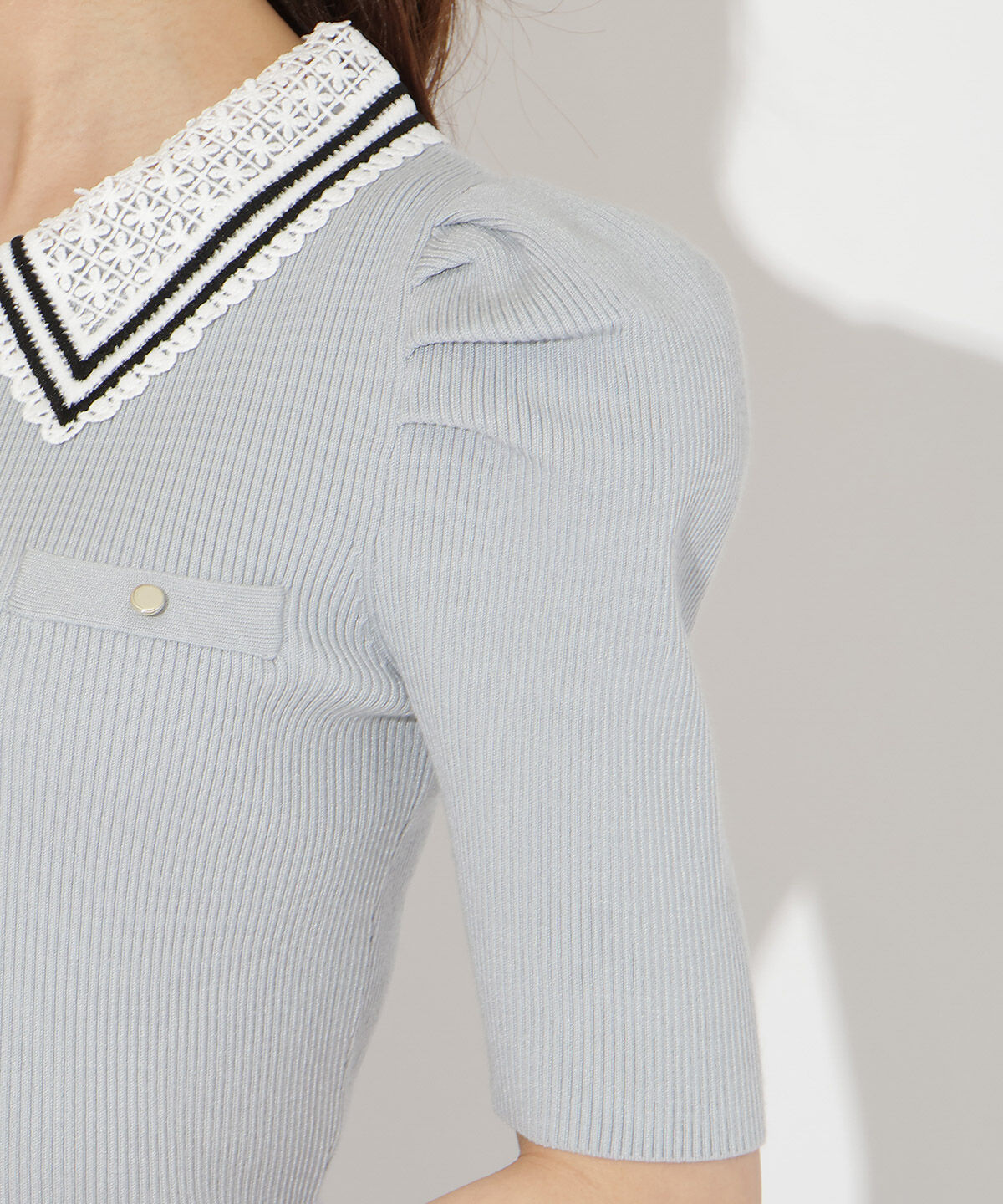 WILLSELECTION「バイカラーレース襟リブニット」|ニット・セーター|